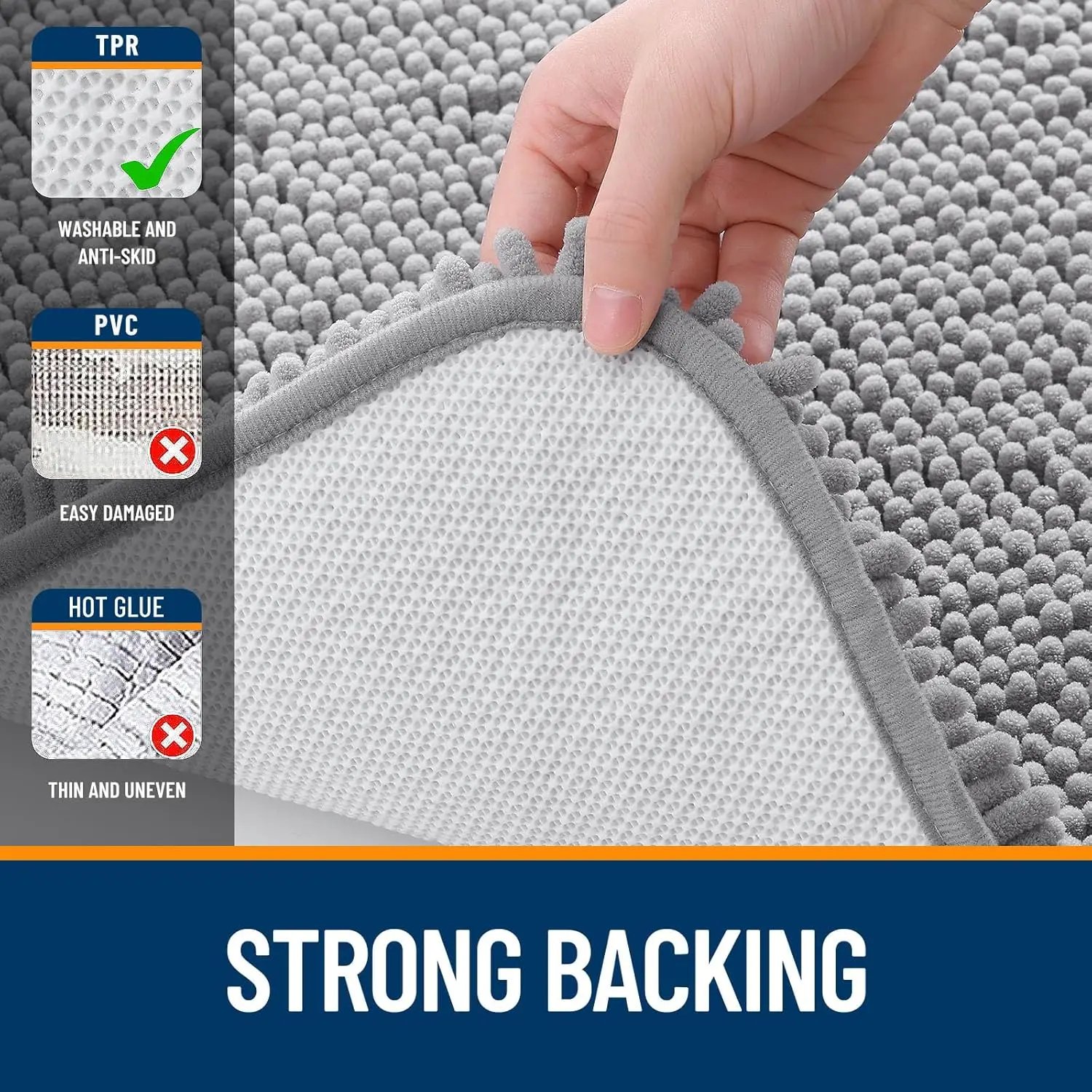 (1PC 50*80cm) Bathroom Rugs Extra Soft Absorbent Chenille Bath Rugs Rubber Backing Quick Dry Machine Washable Bath Mats