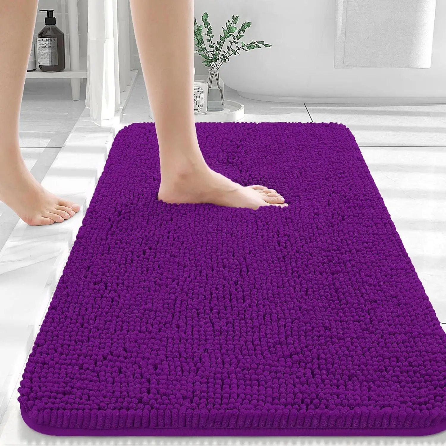 (1PC 50*80cm) Bathroom Rugs Extra Soft Absorbent Chenille Bath Rugs Rubber Backing Quick Dry Machine Washable Bath Mats