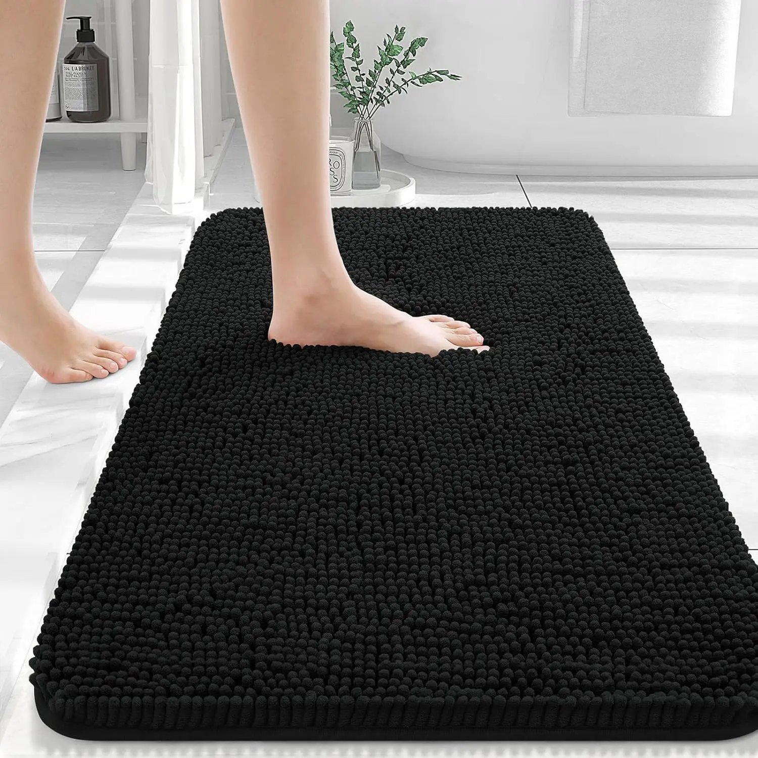 (1PC 50*80cm) Bathroom Rugs Extra Soft Absorbent Chenille Bath Rugs Rubber Backing Quick Dry Machine Washable Bath Mats
