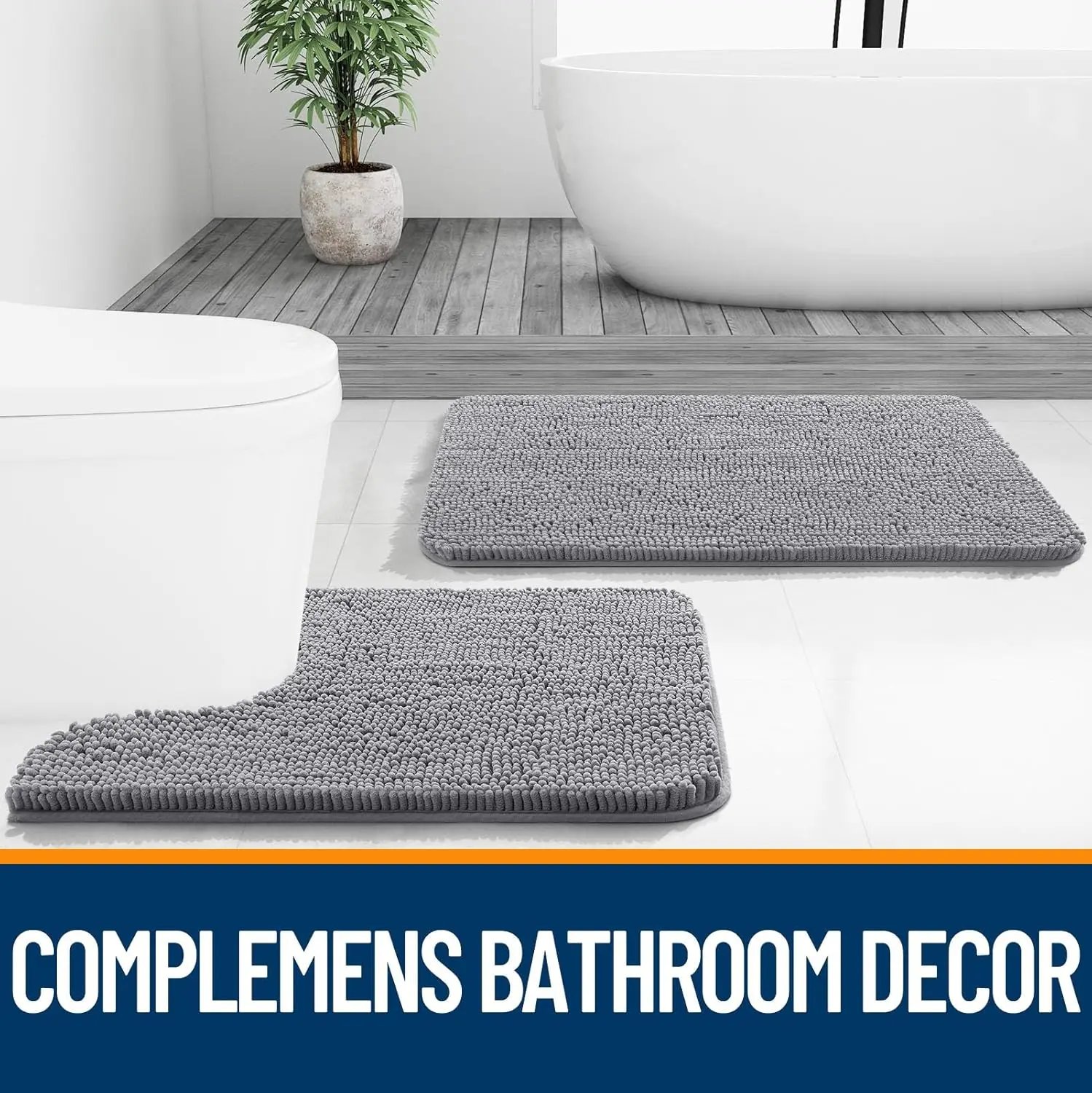 (1PC 50*80cm) Bathroom Rugs Extra Soft Absorbent Chenille Bath Rugs Rubber Backing Quick Dry Machine Washable Bath Mats