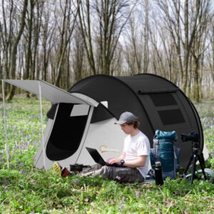 Pop-Up Camping Tent with Porch – 3000mm Waterproof, Easy Setup for 2–3 People