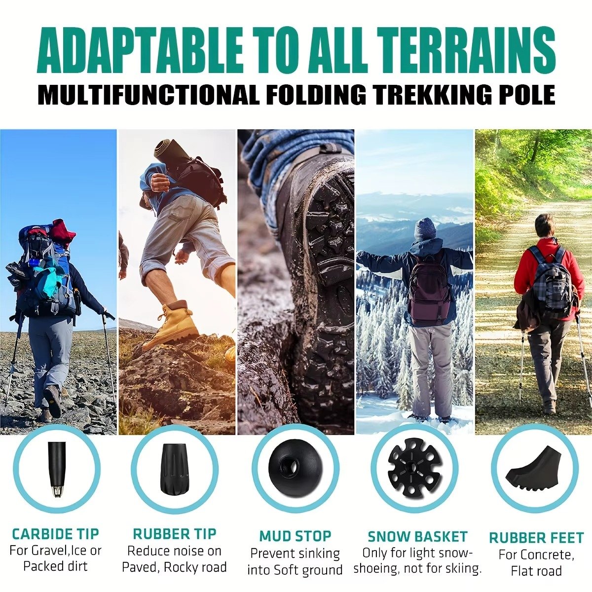 2PCS Folding Trekking Poles with Cork Handle – Lightweight, Strong & Built for Every Terrain - Image 5