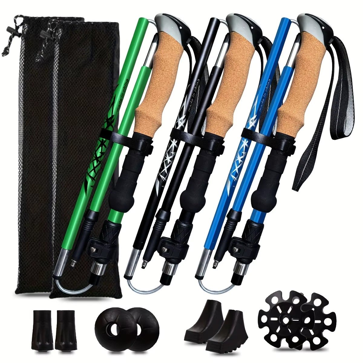 2PCS Folding Trekking Poles with Cork Handle – Lightweight, Strong & Built for Every Terrain - Image 3